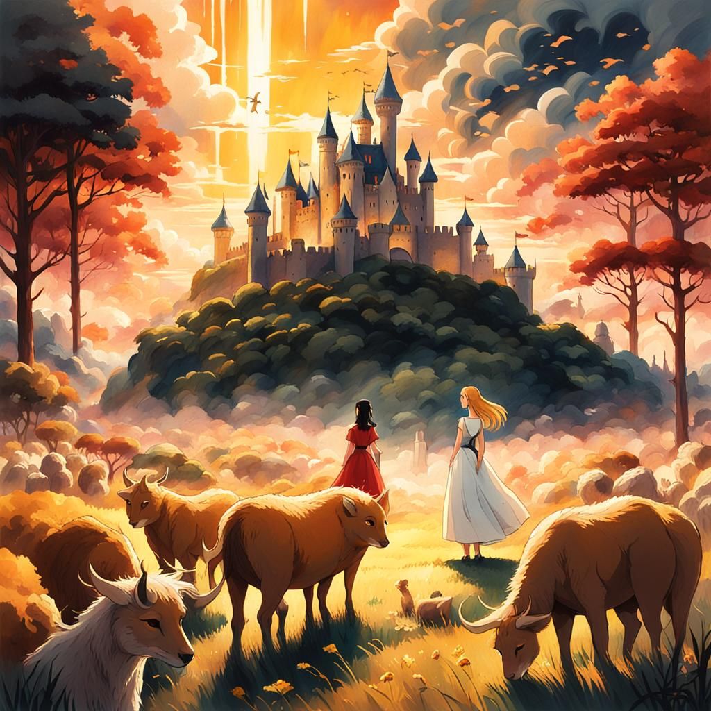 Princess Antea in Fantasy Landscape, Watercolor Style