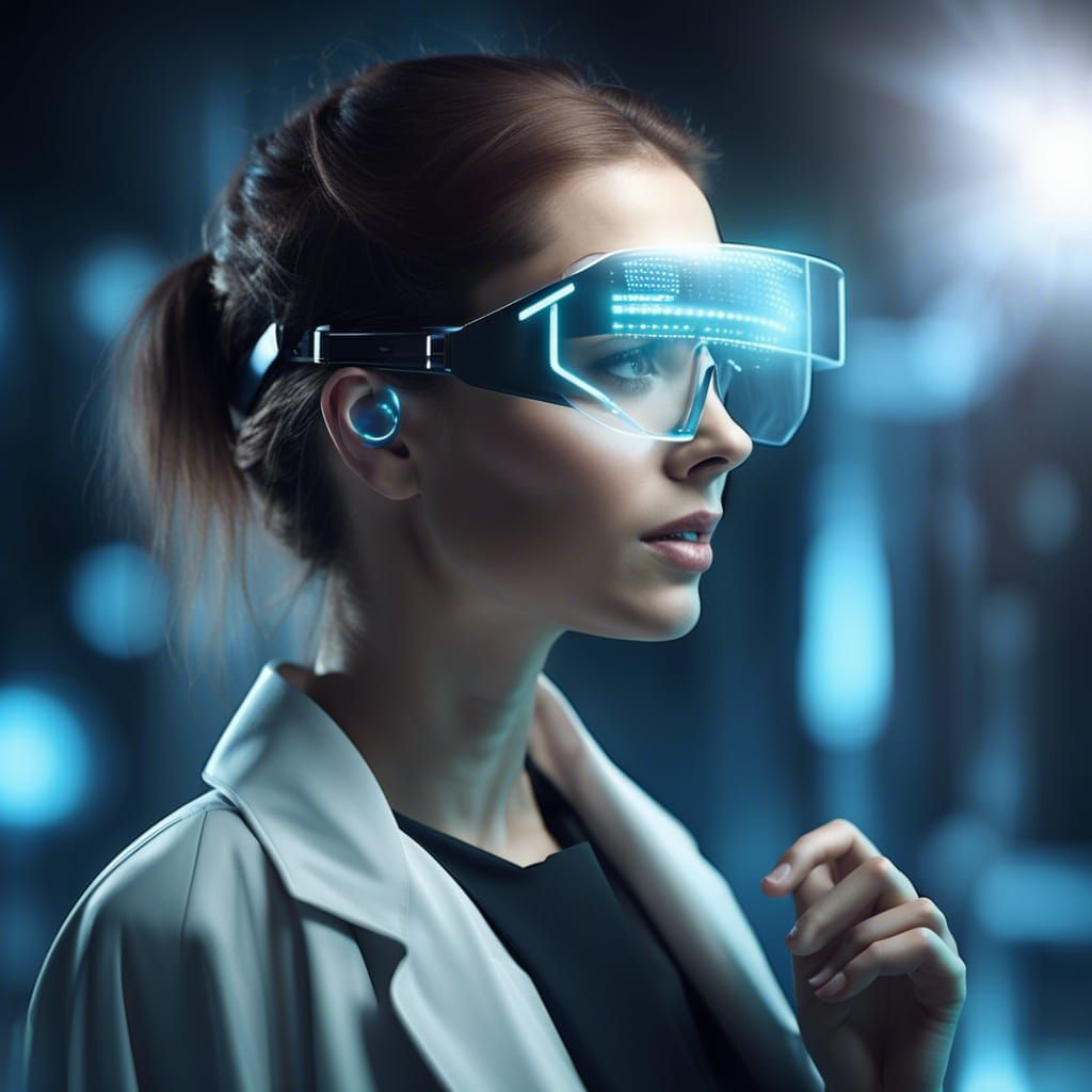 Futuristic Woman with Digital Glasses