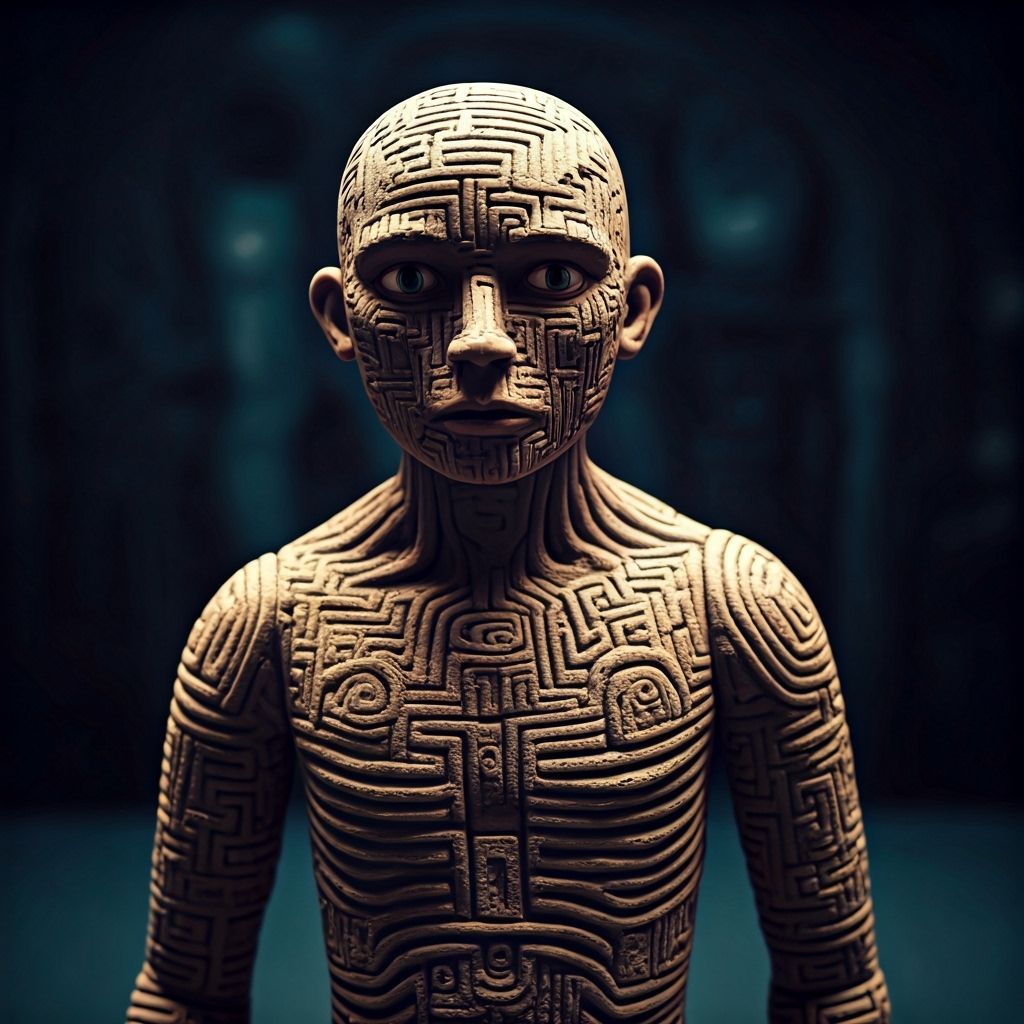 Labyrinthine Claymation Creature in Stop-Motion Style