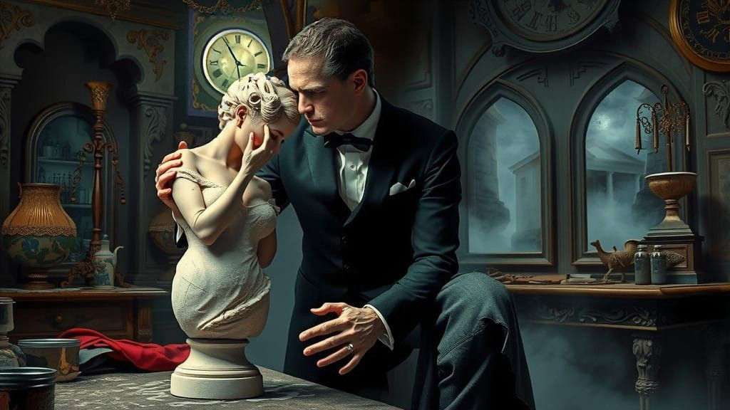 Vampire Sculptor in Dark Baroque Workshop