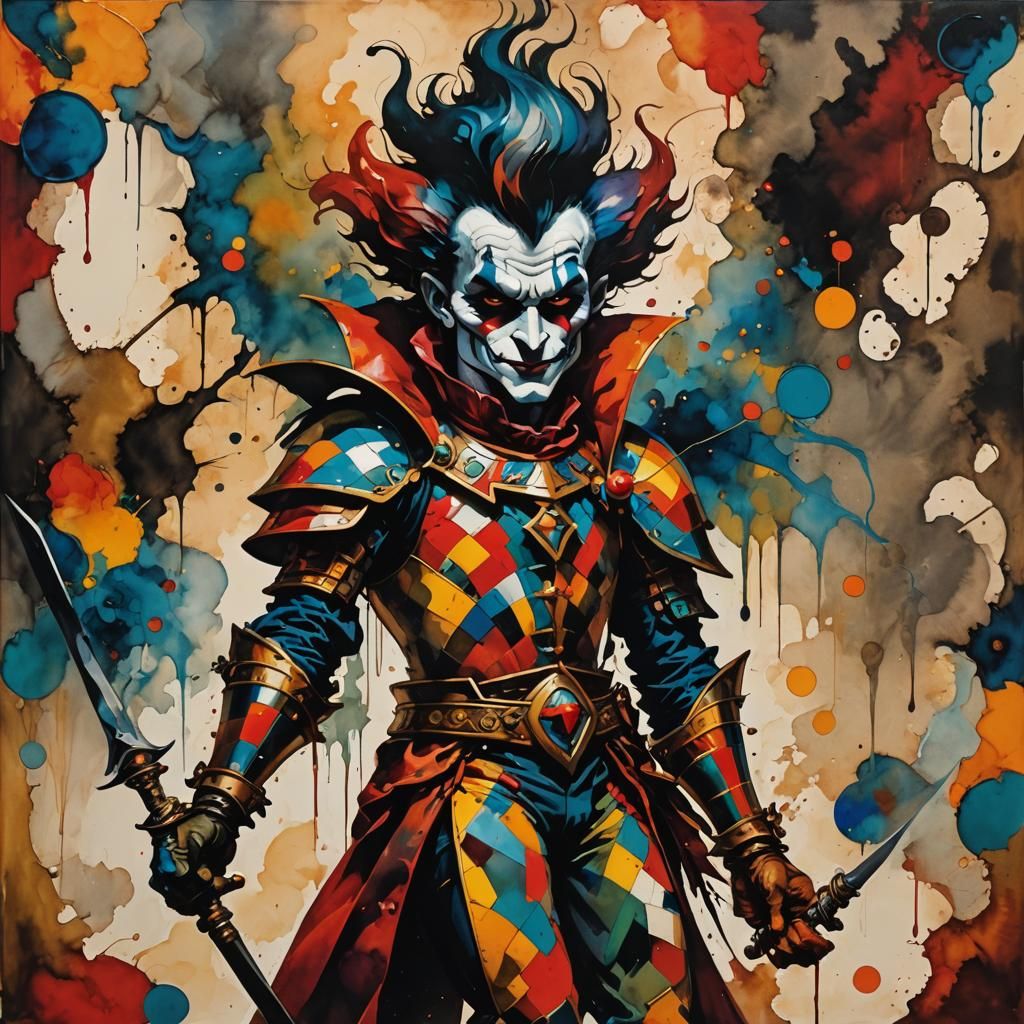 Vibrant Harlequin in Alcohol Ink Style