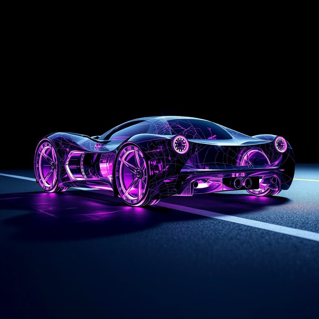 close up,front view a very detailed and photorealistic image of a surreal, dynamic sports car in 64K resolution. The spo...