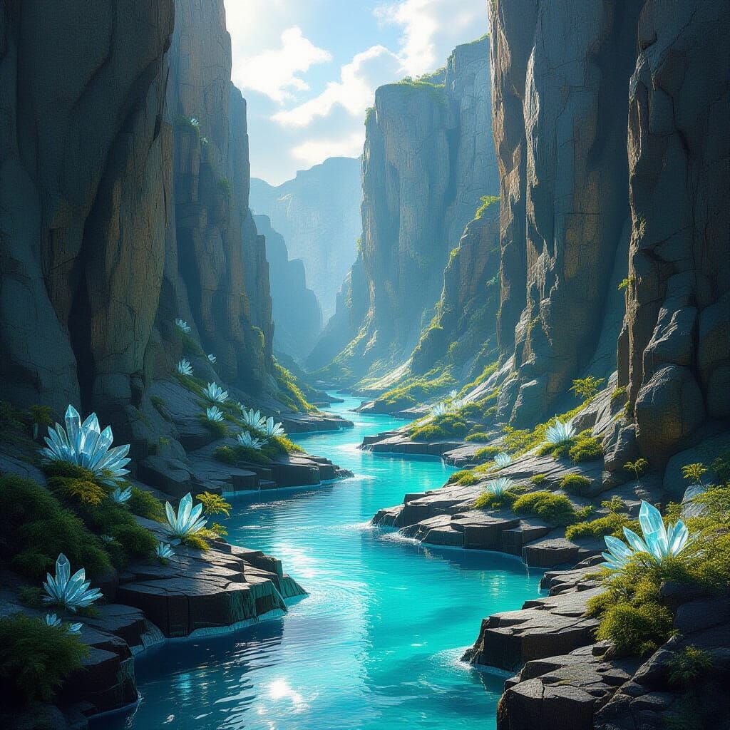 Cybertronian Valley with Crystal Growths and Golden Trees