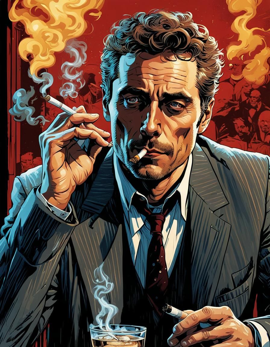 John Constantine Smoking: Comic Book Art