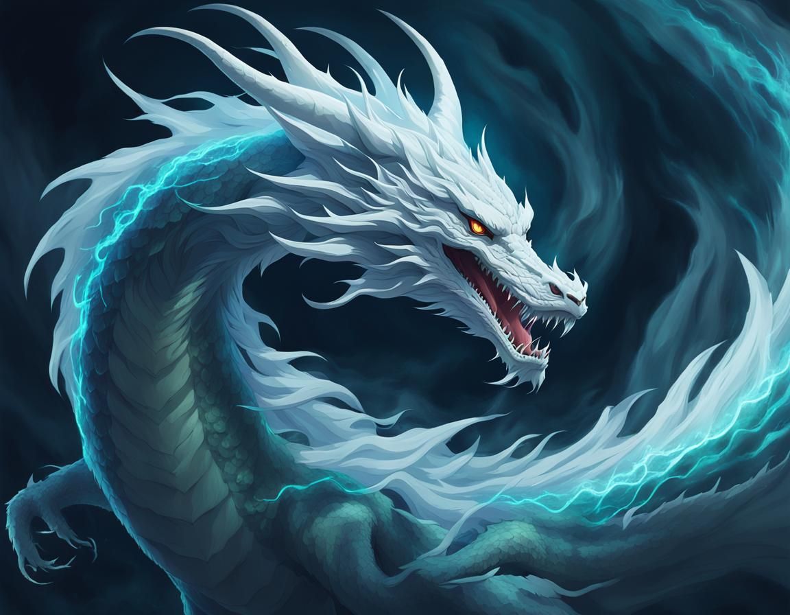 Ethereal Anime Ghost Dragon: Draconic Spirit Portrait