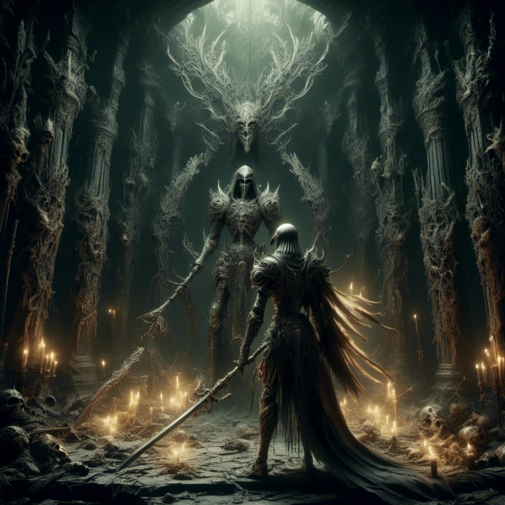 Dark Fantasy Skeletal Mage in Ancient Crypt