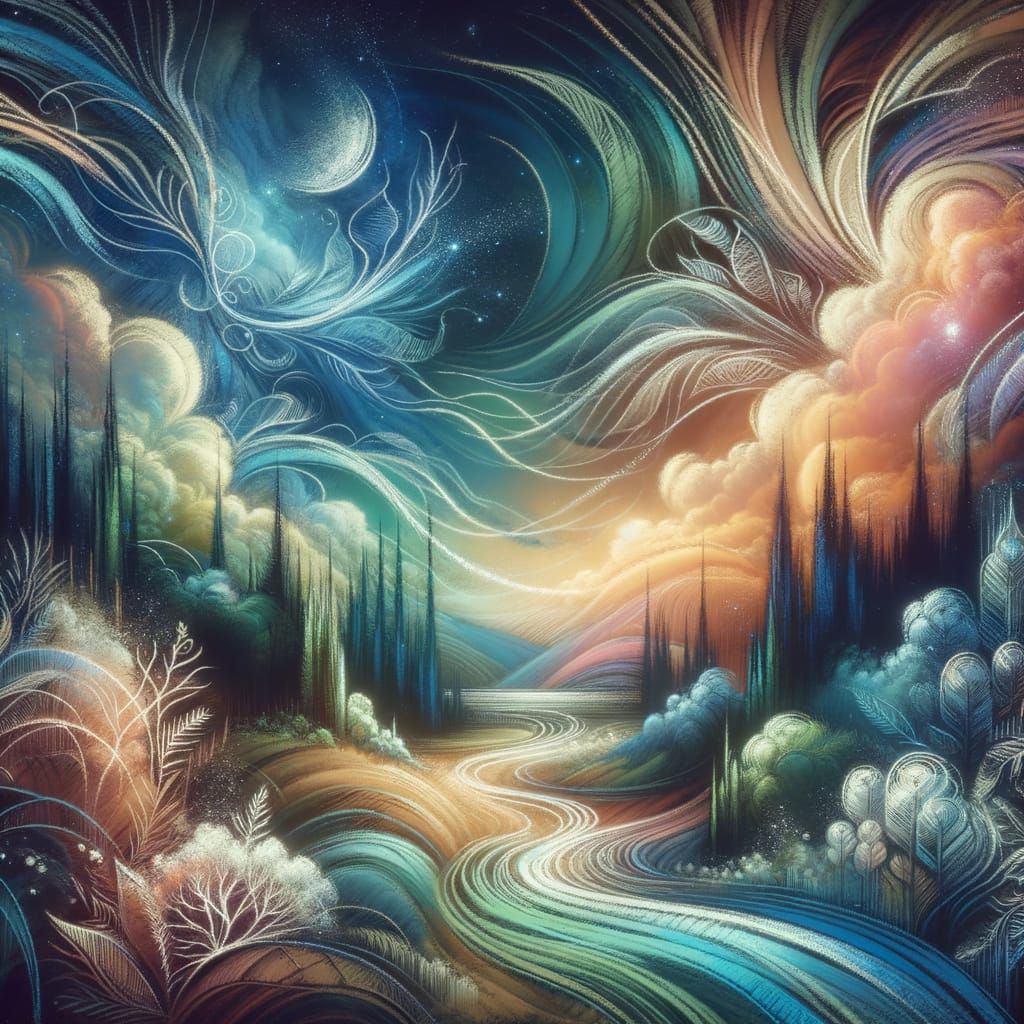 Magical Fantasy Landscape in Chalk