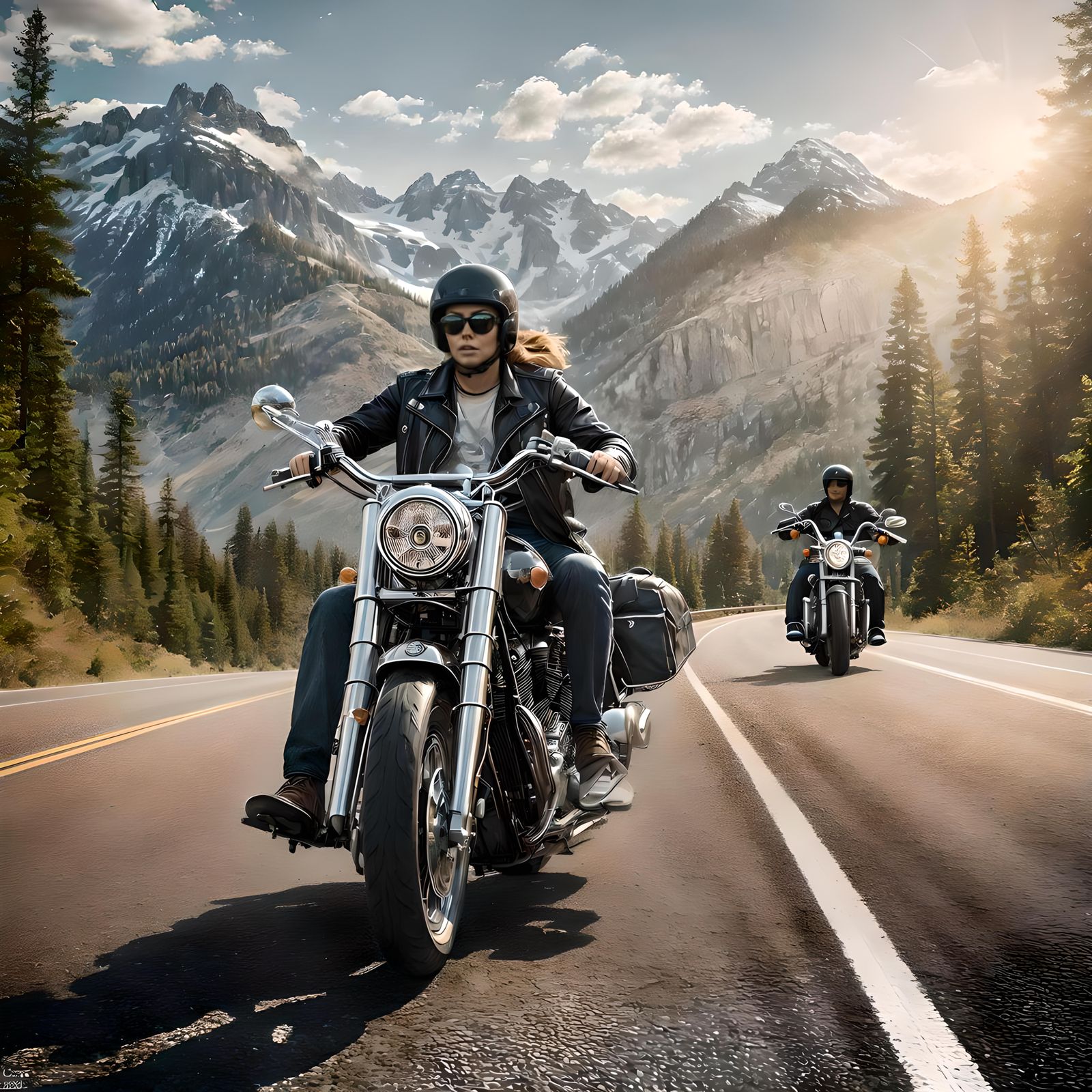 Epic Motorcycle Road Trip: Cinematic Digital Painting