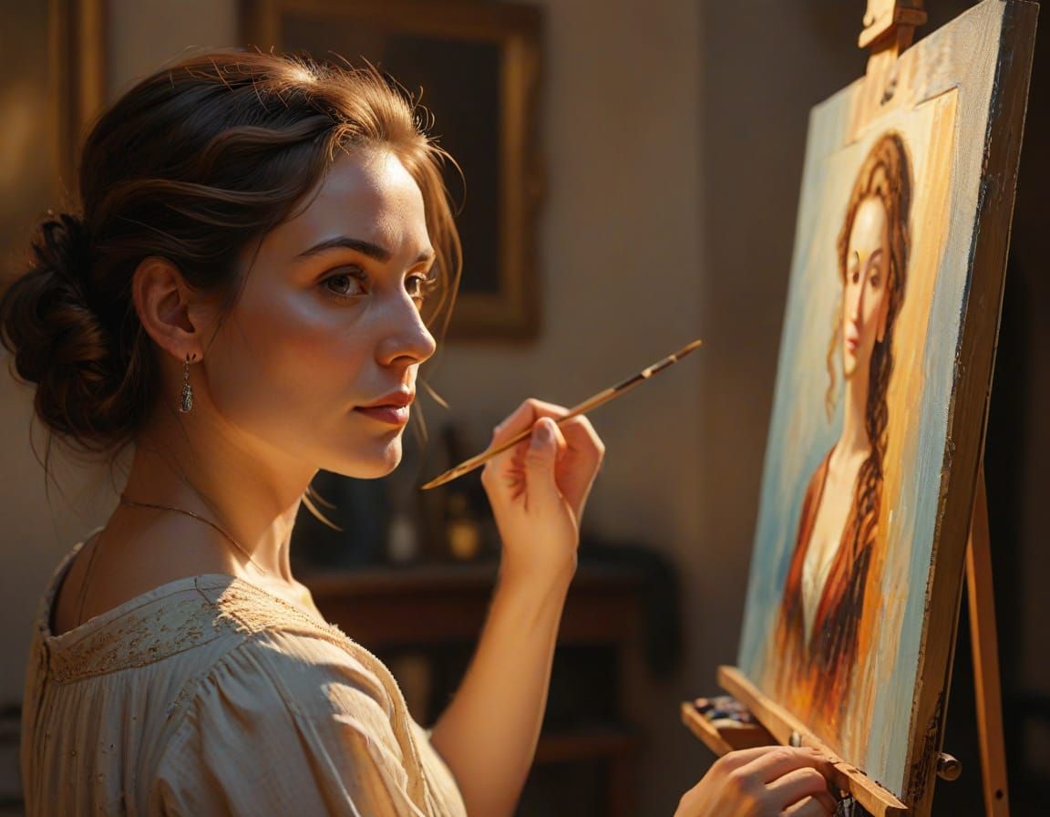 Elegant Renaissance Masterpiece in Oil Painting Style