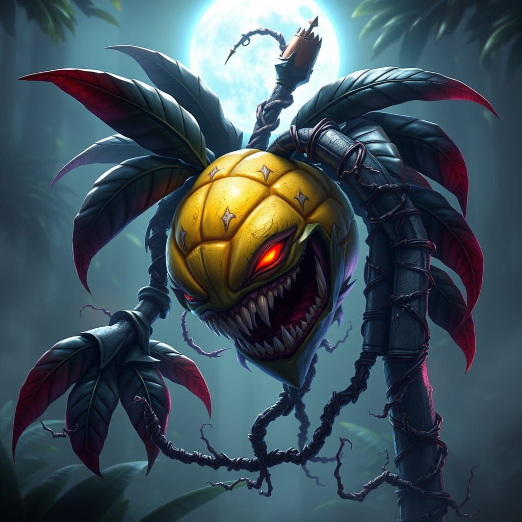 Menacing Tropical Mango in Cyberpunk Art Style