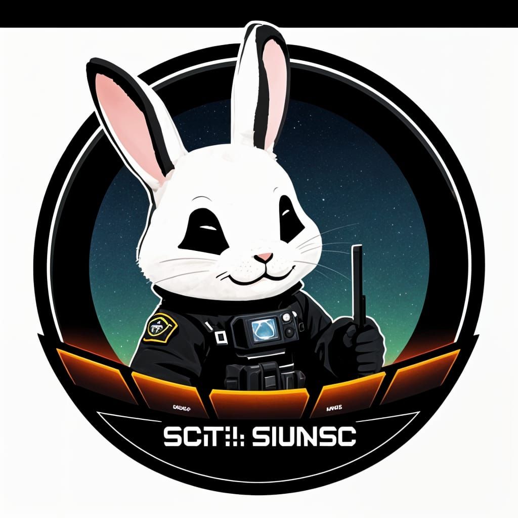 Sci-Fi Laughing Bunny Emblem in Minimalist Style