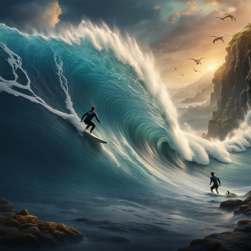 Surfing Under the Wave: Detailed Matte Painting