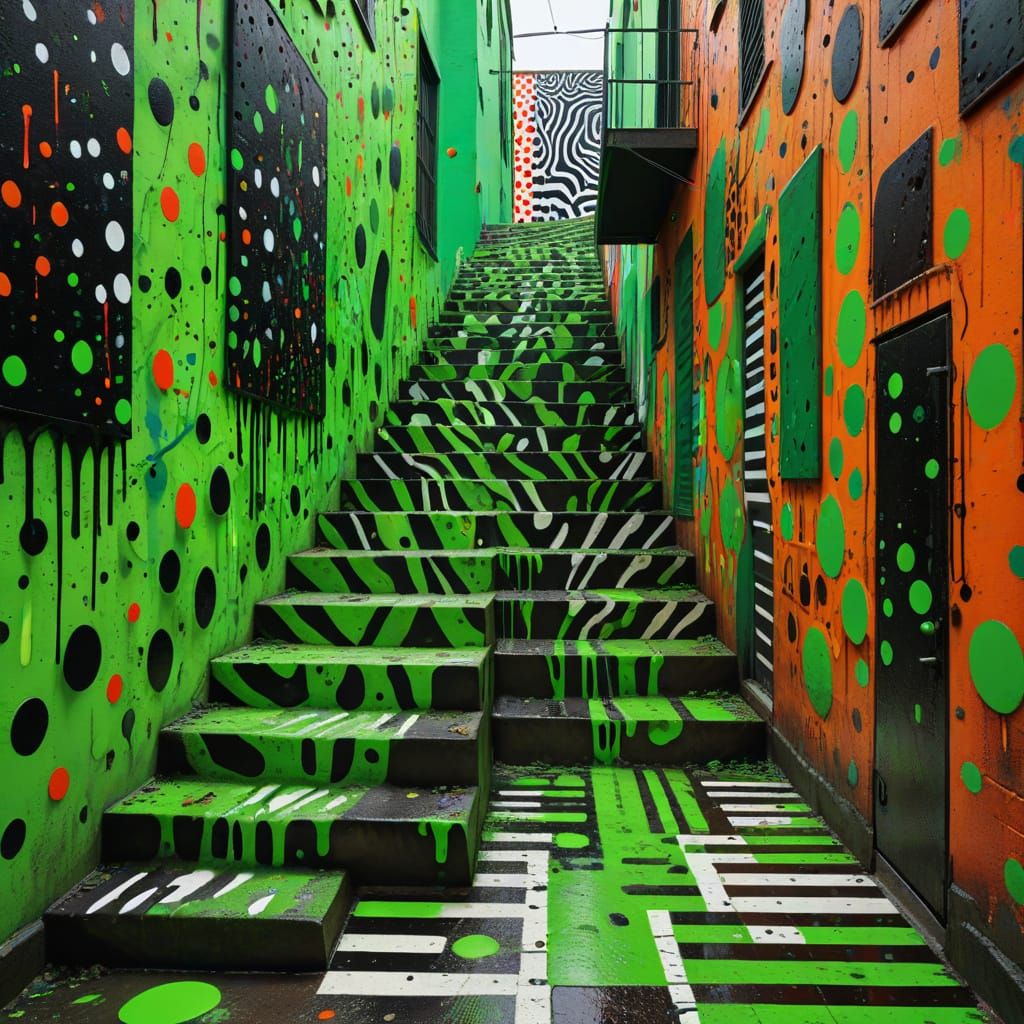 Surreal Emo Alleyway in Op Art Style