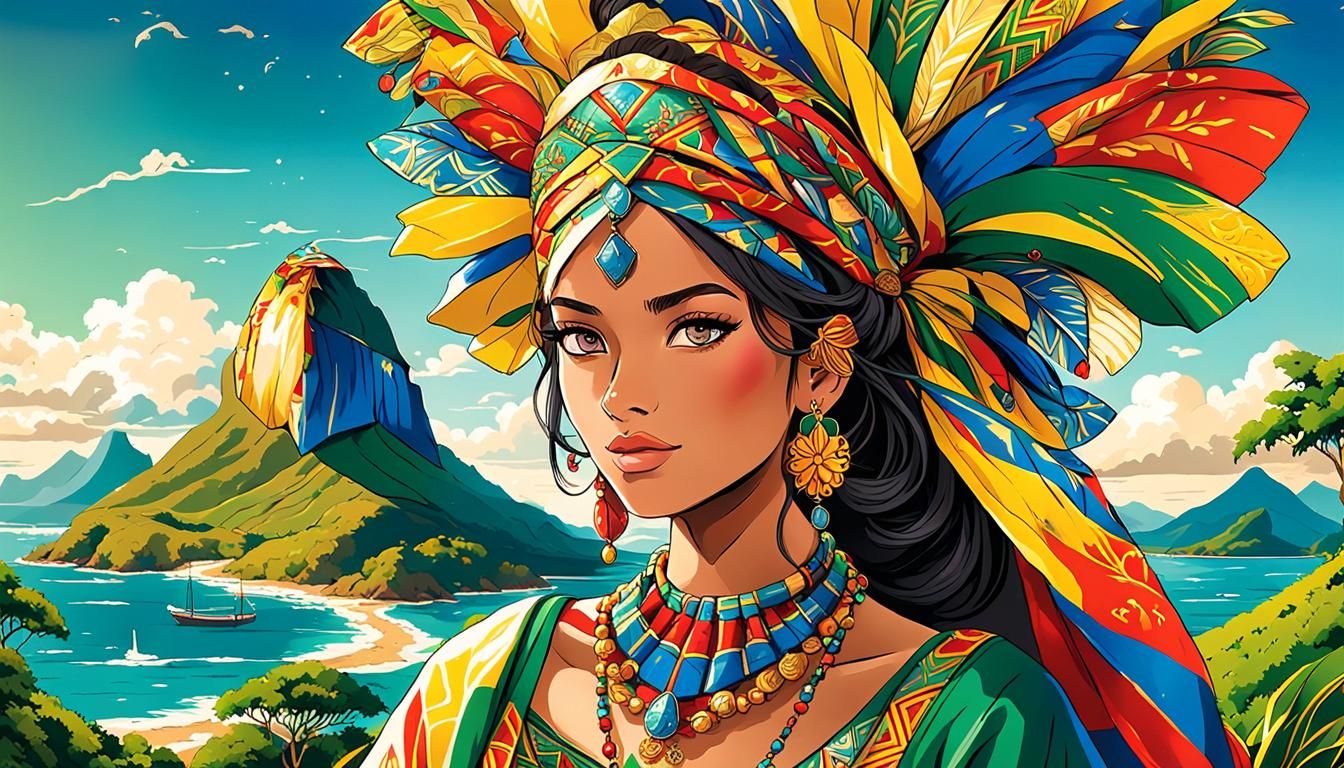 Anime Style Brazilian Woman in Traditional Dress