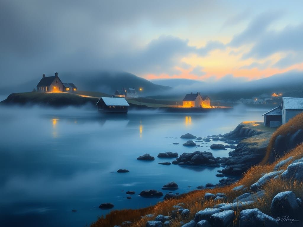 Winter Twilight at Dunmore East Bay, Ireland