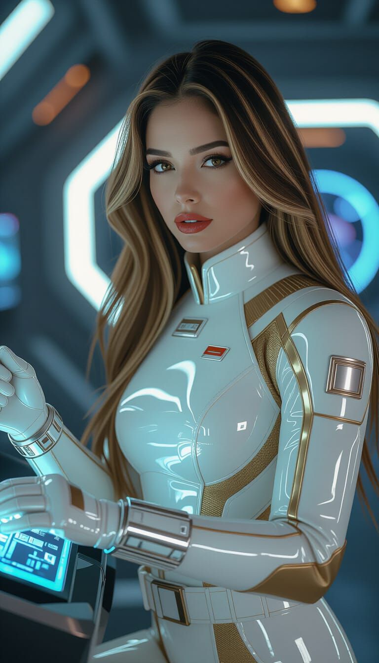 Sci-Fi Brazilian Woman in Spacesuit, Digital Art