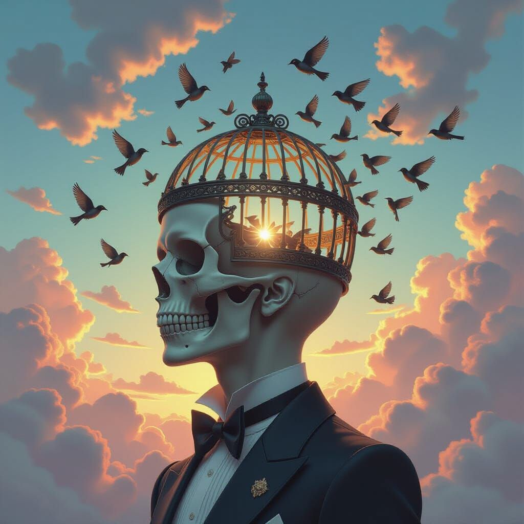 Birdcage Mind: Freedom in a Hyperrealistic Style