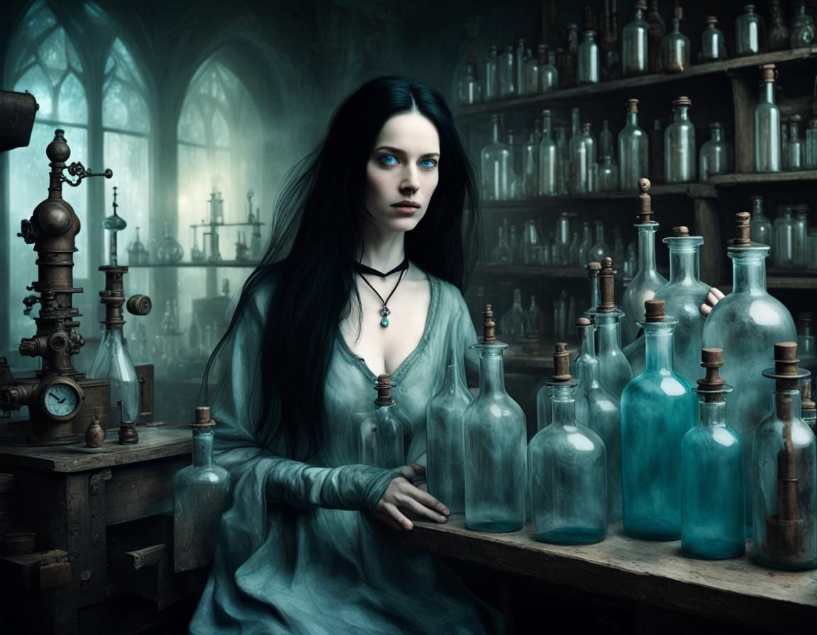 Ethereal Ghosts in Alchemist's Gothic Laboratory