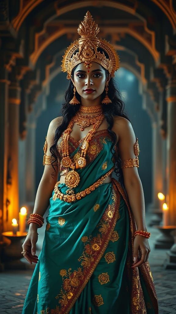 Goddess of Kamasutra in Ancient Temple, Cinematic Lighting