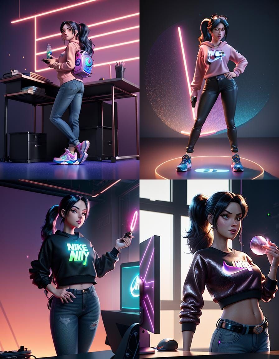 Pixar Style Woman with Tumbler in Office