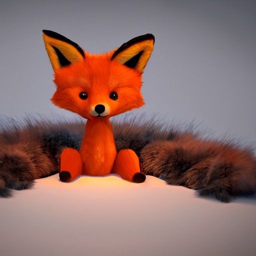 Cute Fluffy Fox Curled in a Circle