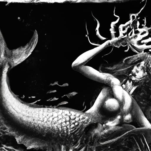 Horrific Zombie Mermaid in Dark Fantasy Style