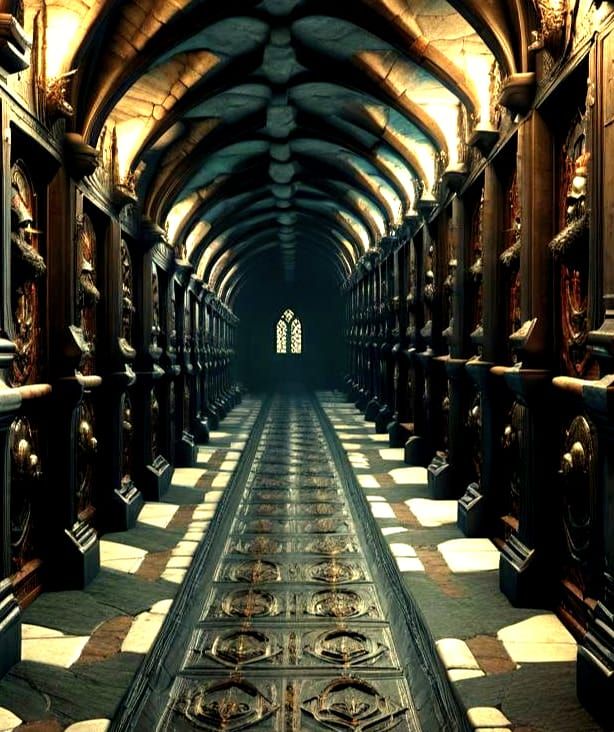 Twisted Dwarven Corridor in Hieronymus Bosch Style