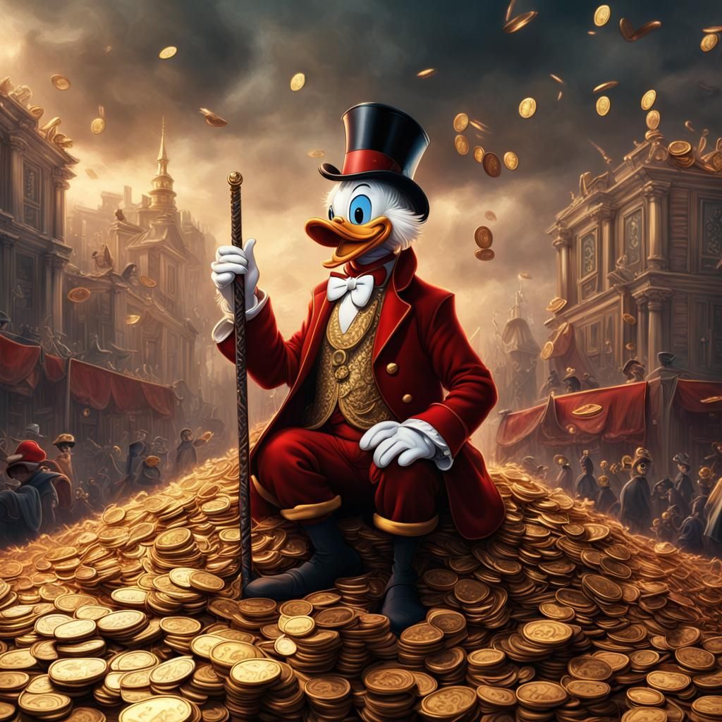 Scrooge McDuck on Gold Coins Digital Painting