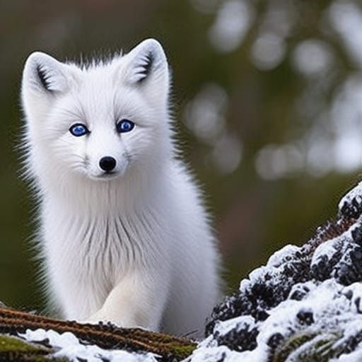 Magical Arctic Fox with Blue Eyes in Winter