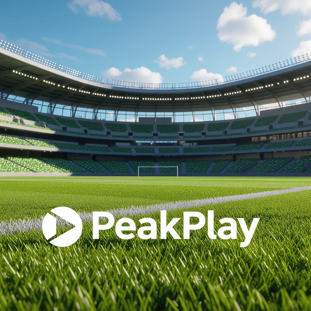 Sports Stadium Background with PEAKPLAY Logo in Futuristic S...