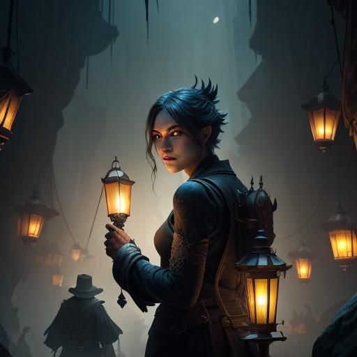 Children Find Treasure in the Dark with Lanterns