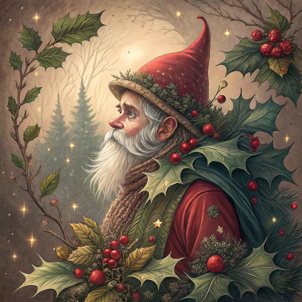 Gothic Christmas Character in Whimsical Digital Illustration