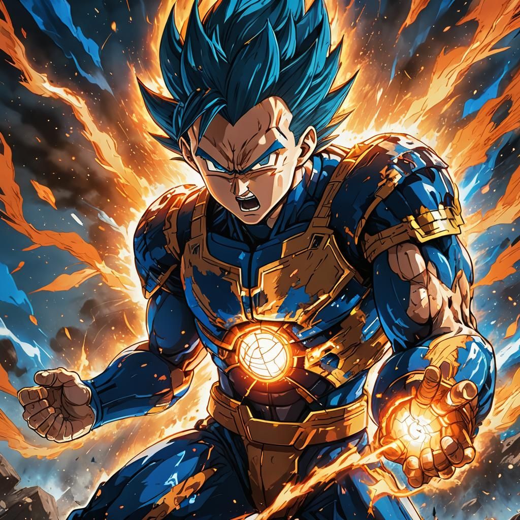 Vegeta's Final Flash Blows Up Earth: Anime Art