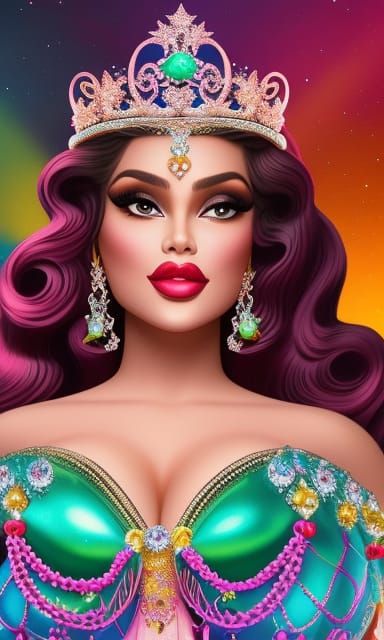 Elegant Fantasy Queen in a Cosmic Wonderland