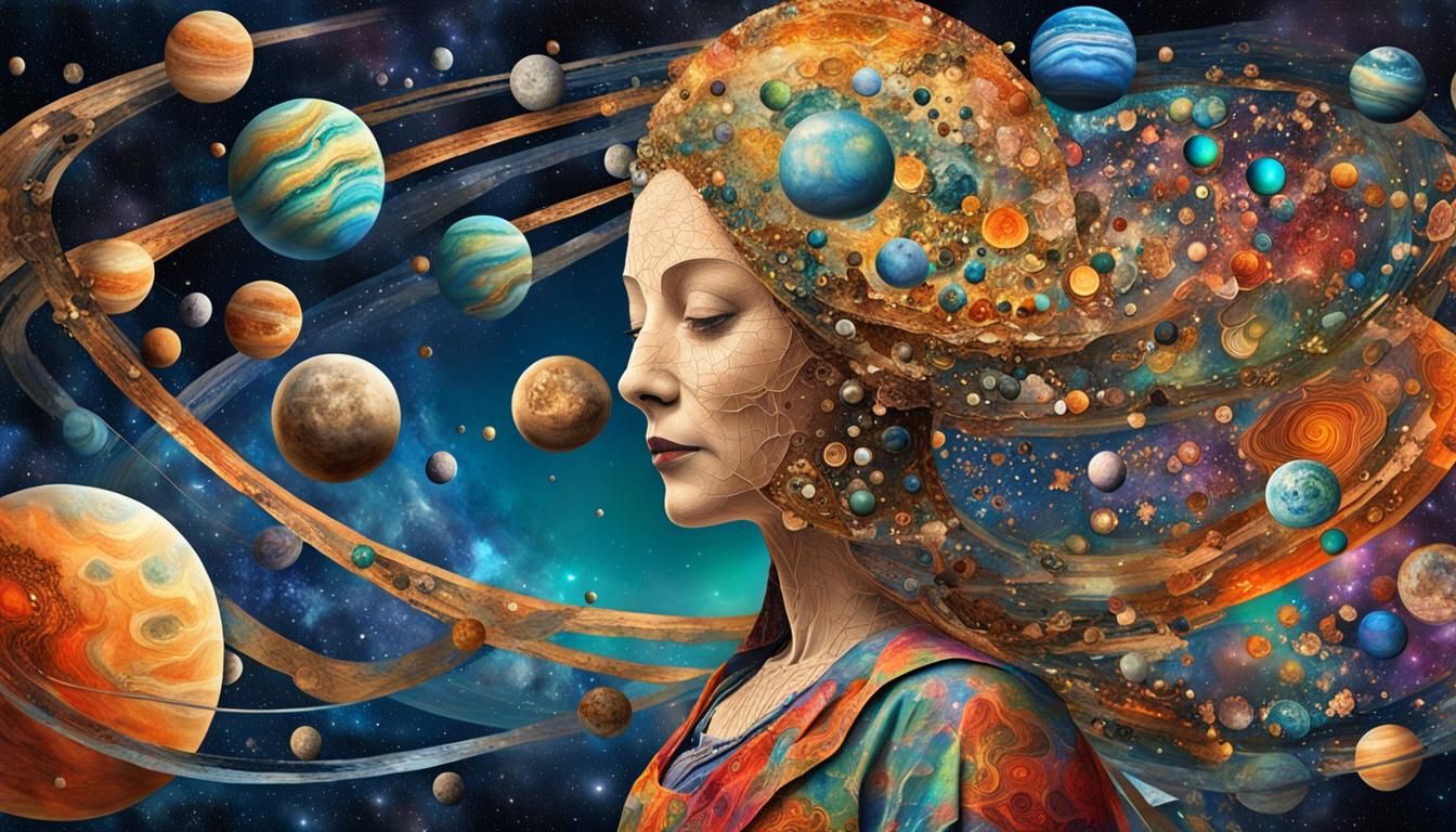 Lady Cosmos Paper Collage Art in 8K