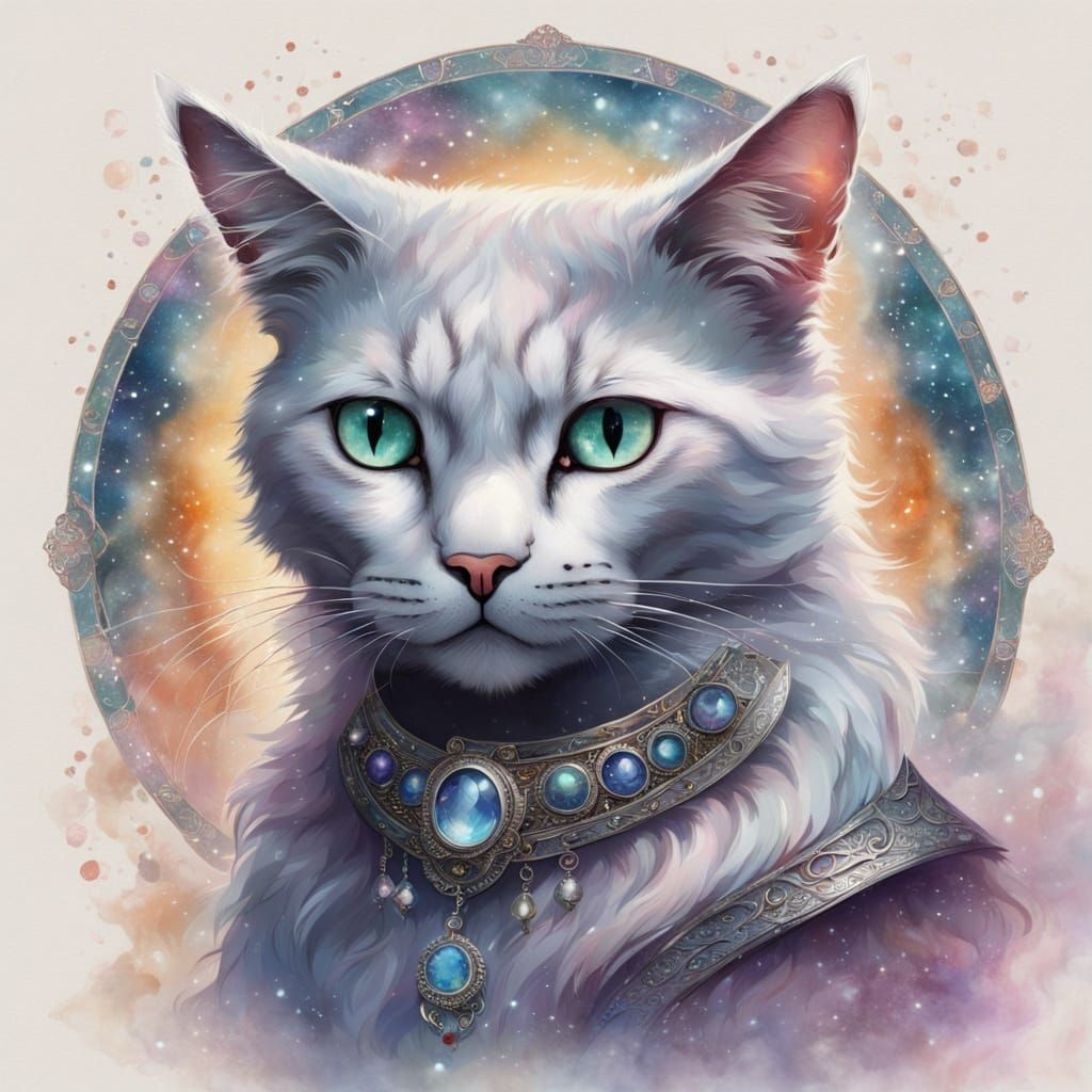 Ethereal Feline Mystic in Celestial Glow