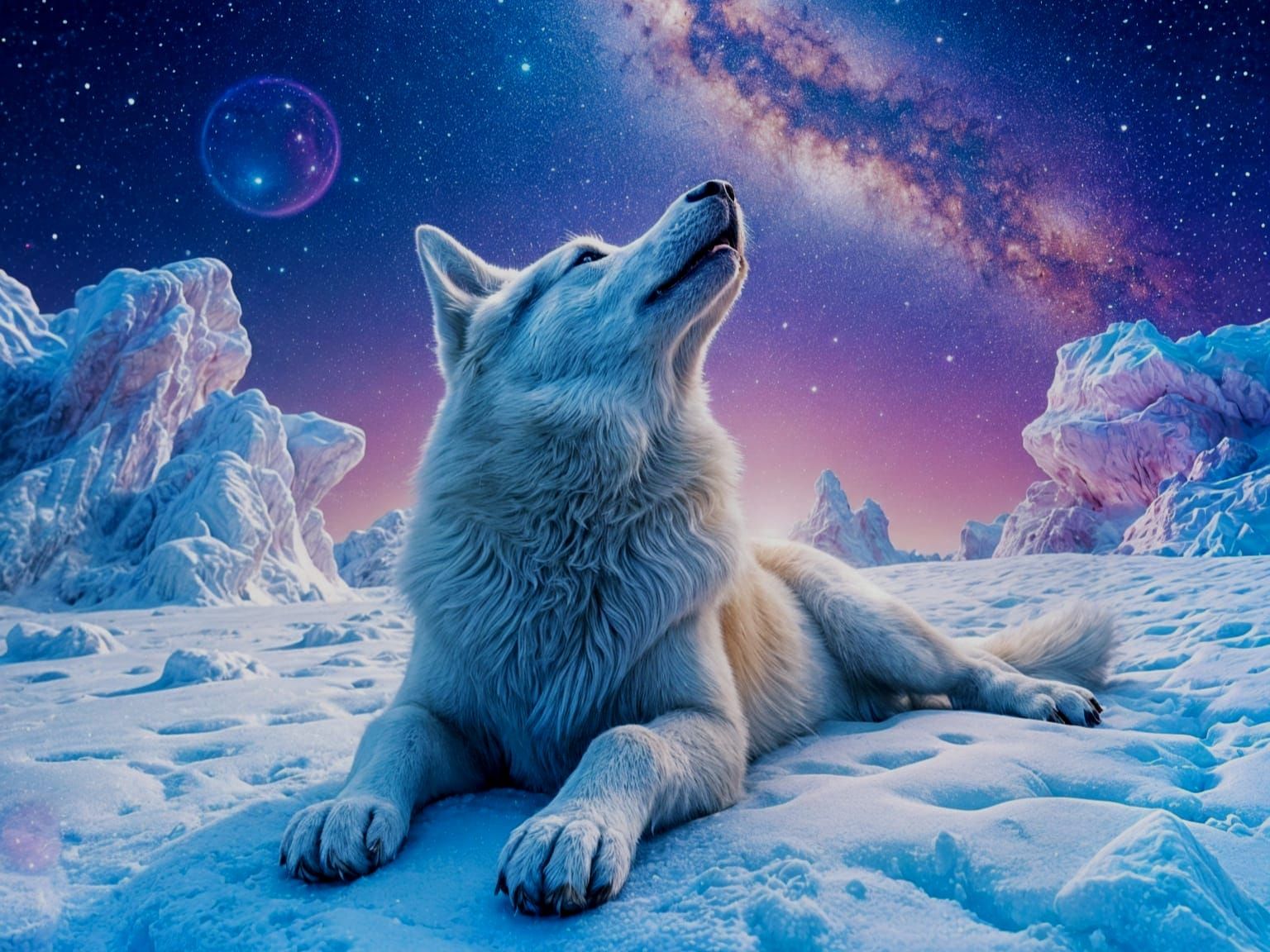 Ethereal Cosmic Winter Wonderland in Whimsical Illusion