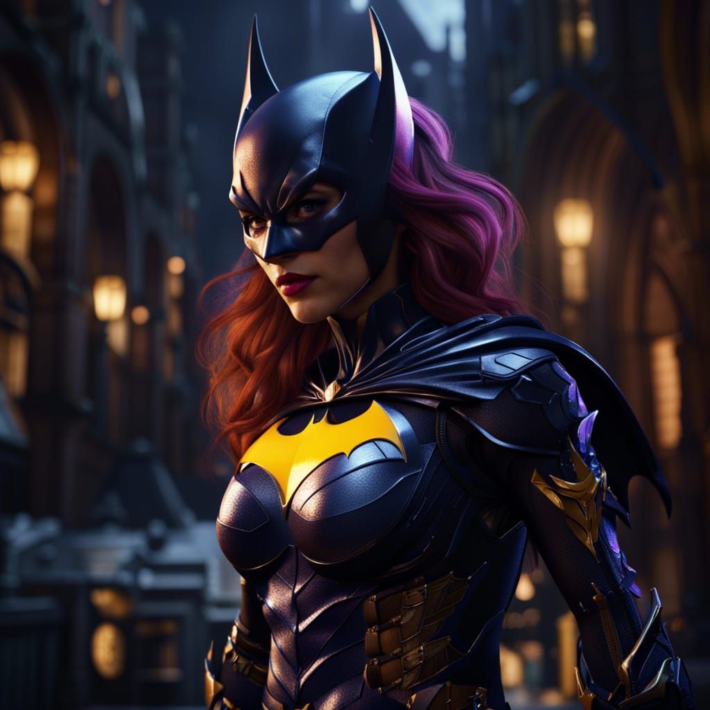 Detailed Matte Painting of Batgirl in Fantasy Style
