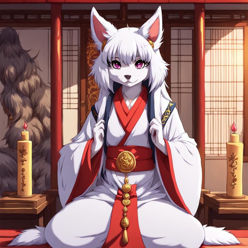 Anime Shrine Priestess with Furry Features
