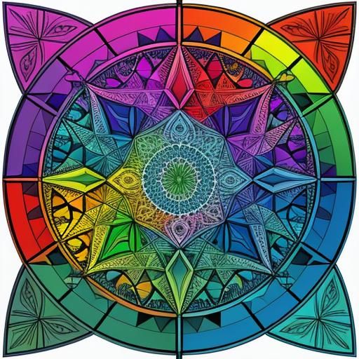 Color wheel divided by geometric fractal patterns