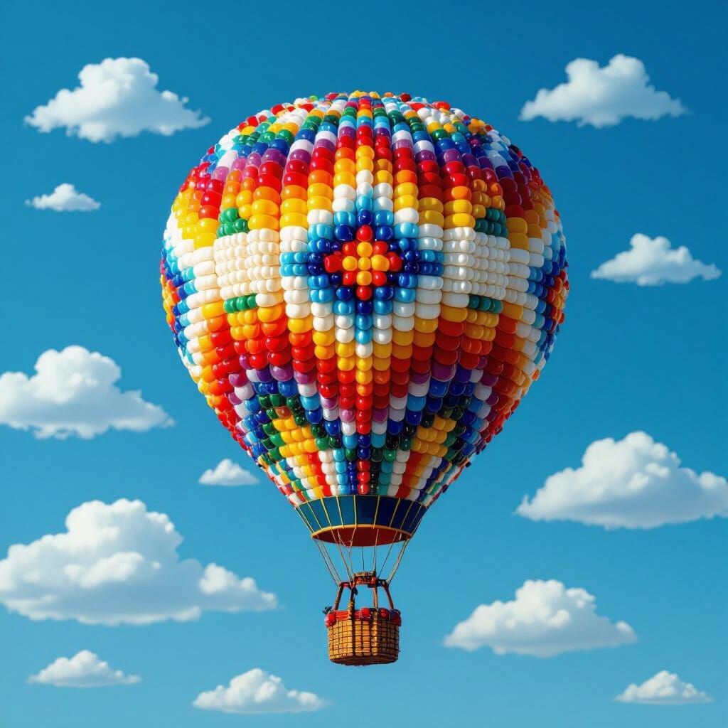 New Mexico Hot Air Balloon in Bead Art Style