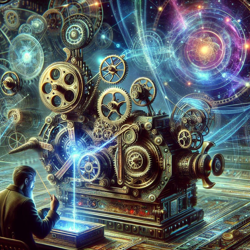 Steampunk Quantum Device in Futuristic Setting