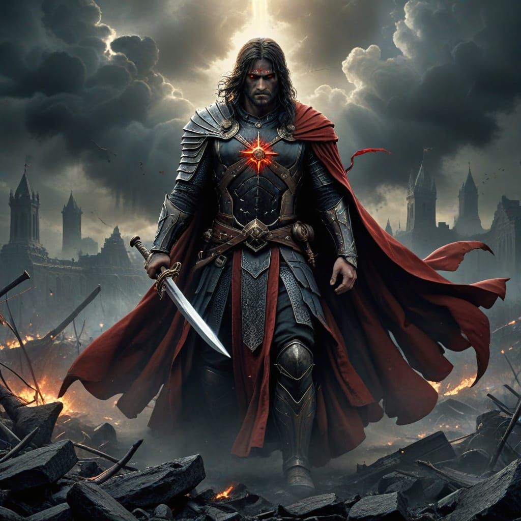 Spiritual Warrior Battling Evil Forces