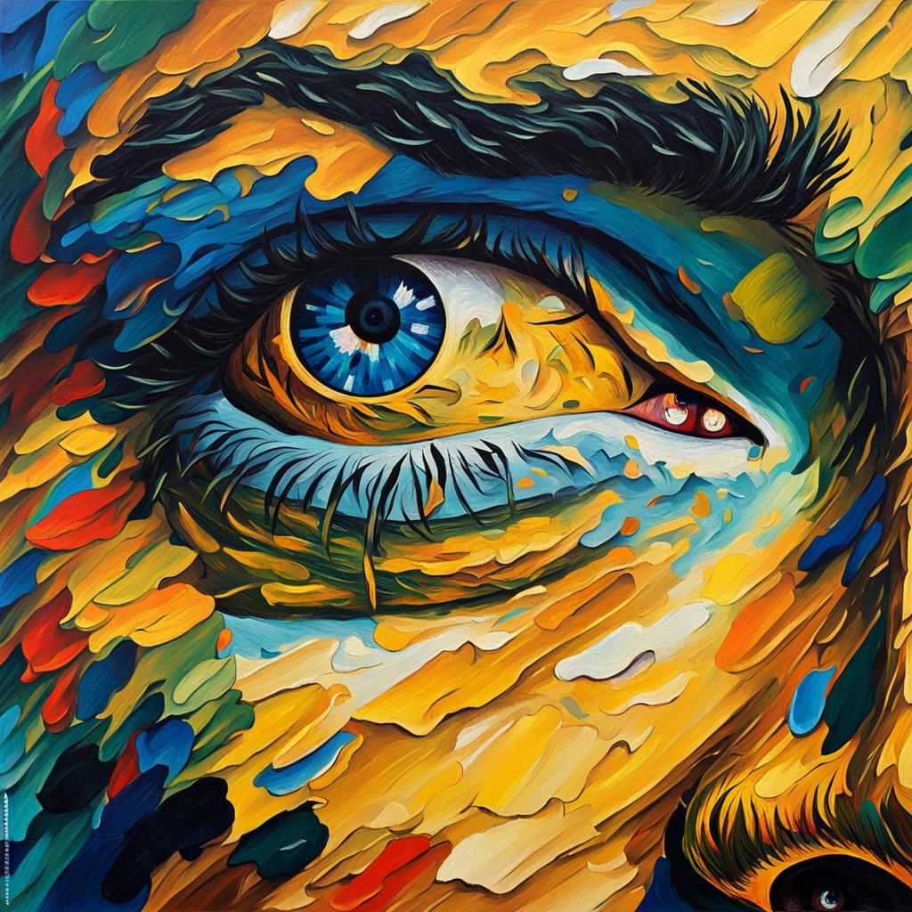 Anguished Portrait in Neo-Impressionistic Impasto Style