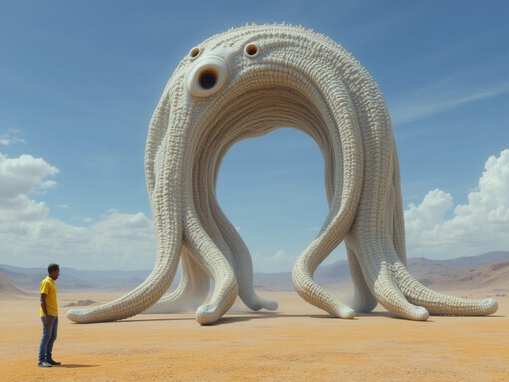 Man Encounters Bizarre Bone Creature in Hyper-Realistic Dese...