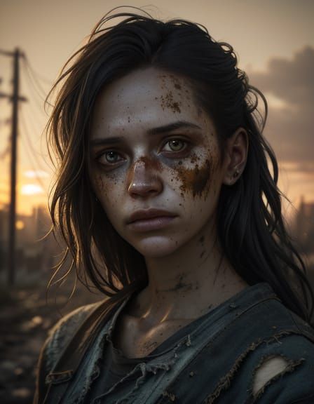 Haunting Portrait of Young Woman in Rutkowski Style