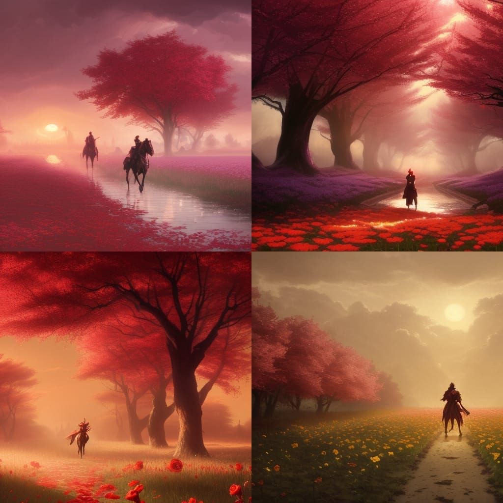 Fantasy Prince in Rose Field, Dark Fantasy Art