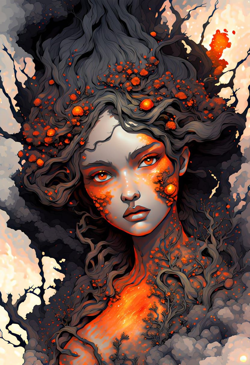 Volcanic Ophelia in Alcohol Ink Style