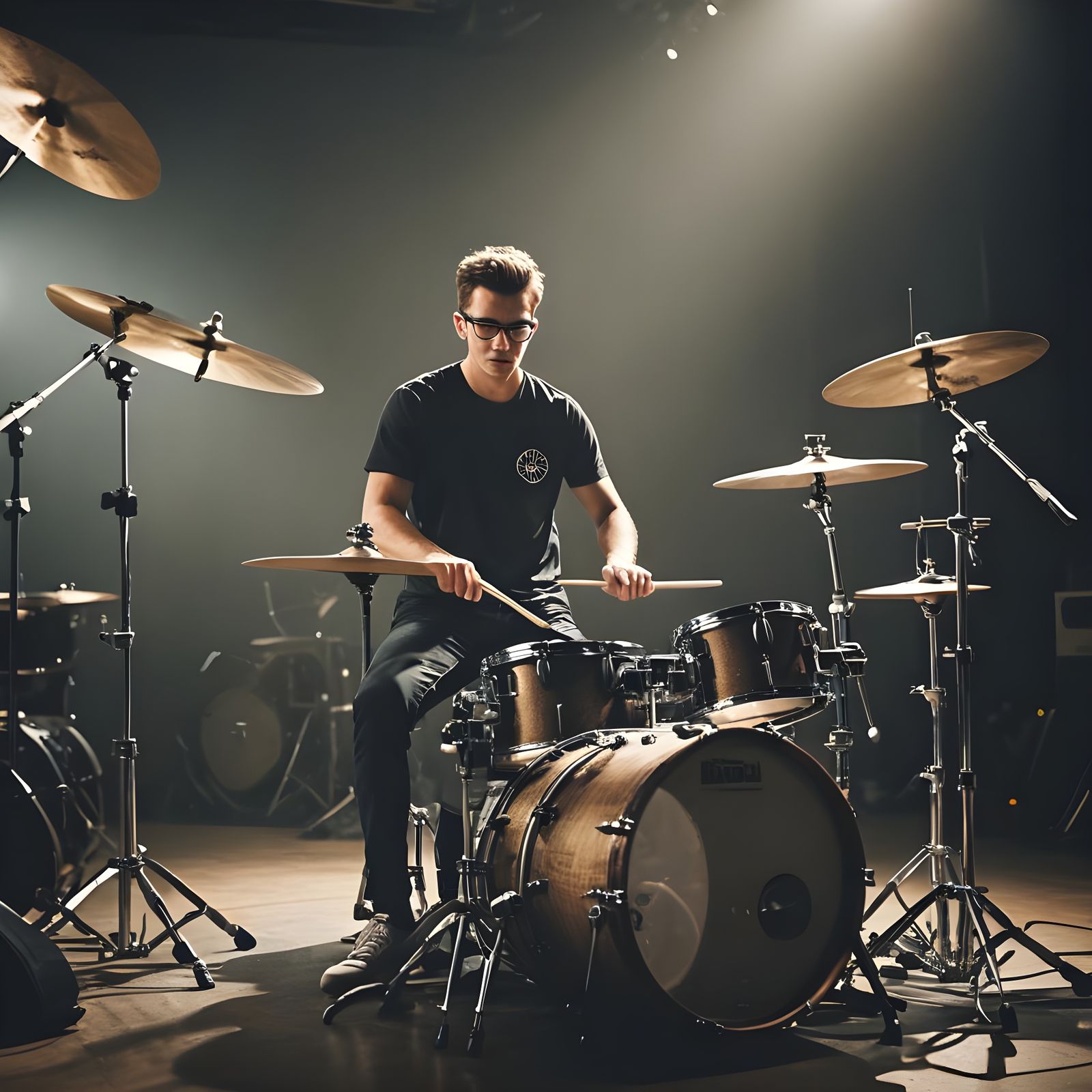 Drummer in Studio: Detailed Matte Painting