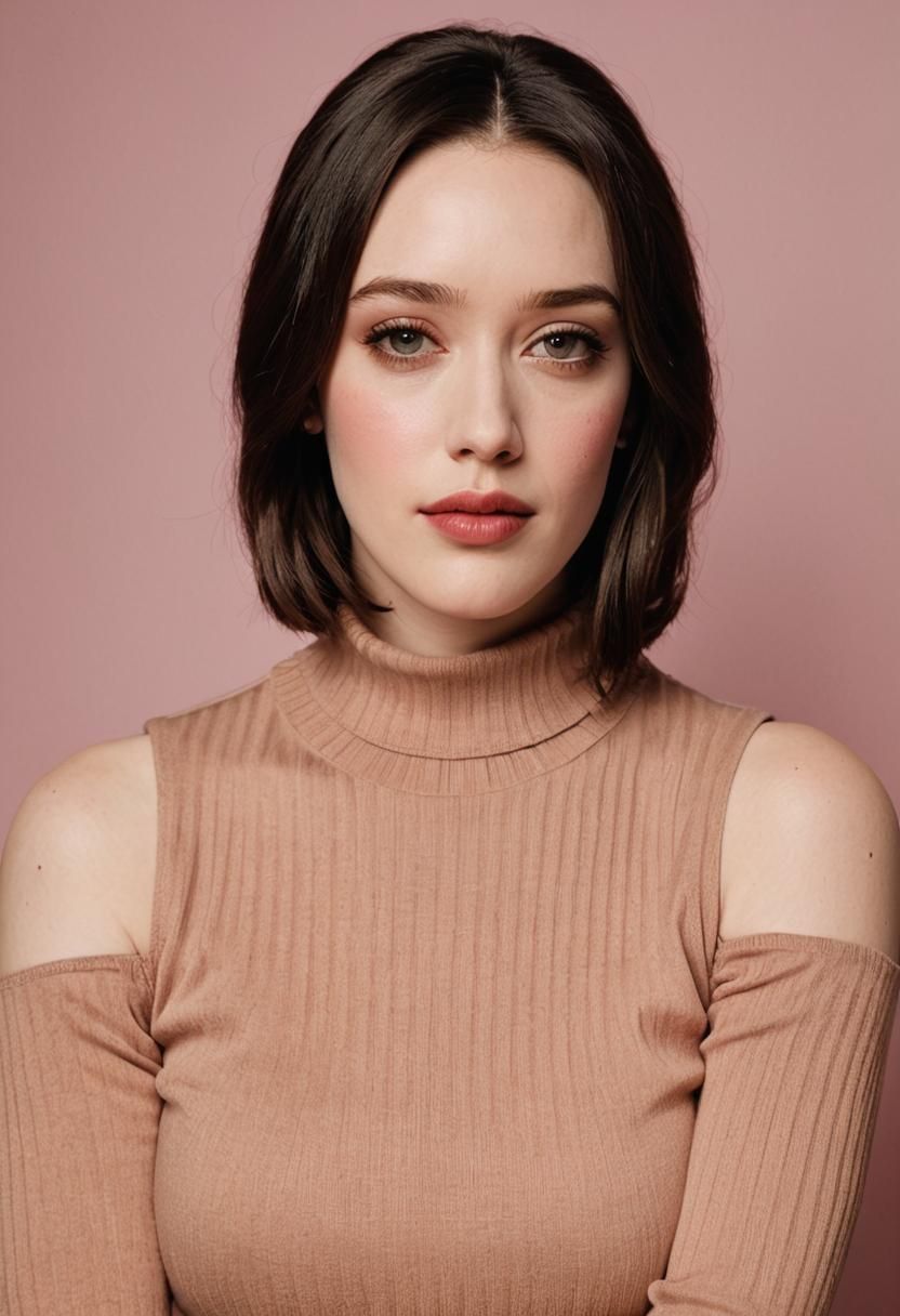 Elegant Portrait of Woman in Ribbed Turtleneck